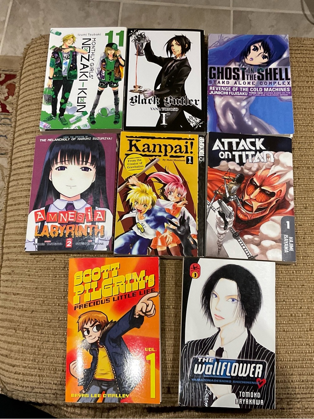 Lot of 7 Manga Style Graphic Novel and one Ghost in the shell Book